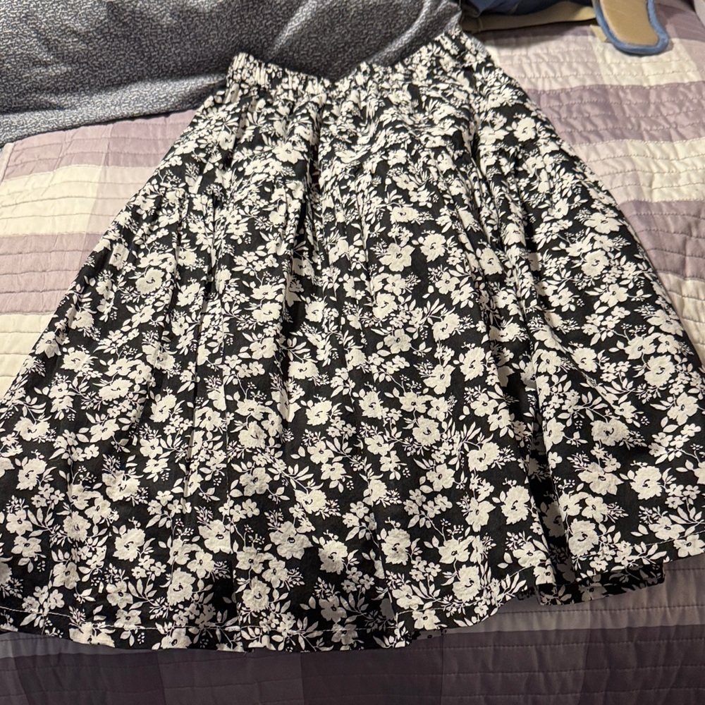 Floral Black and White Girls Skirt